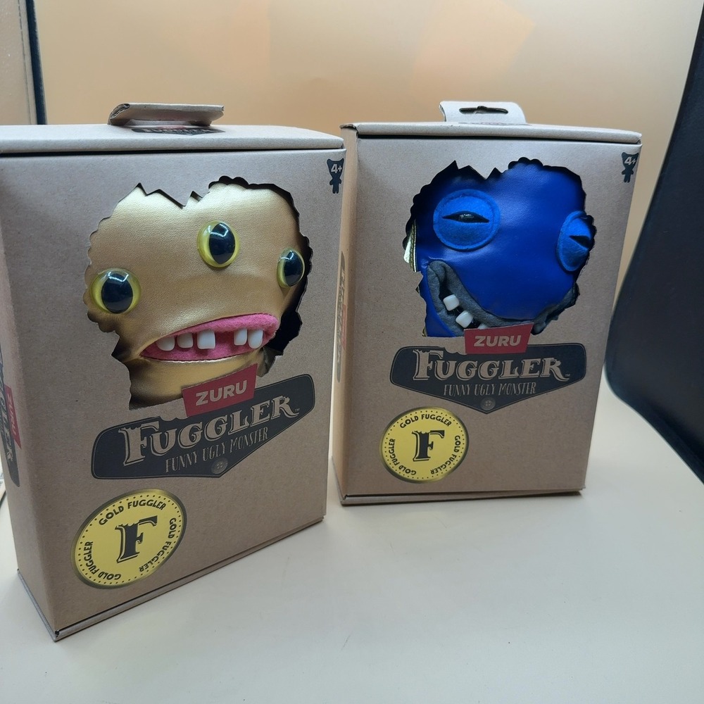 (2) Zuru Fuggler Monster Plush 2-Pack Gold Blue Edition New Size One Size